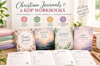 design prayer journal, christian journal, journal design and KDP workbook design