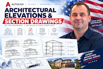 draw architectural elevations and section drawings in autocad