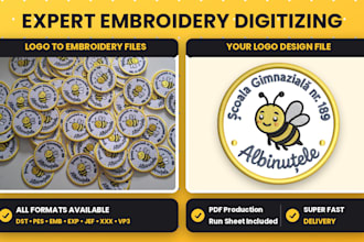 convert logo to embroidery digitizing in dst pes emb all formats