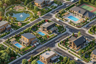 design 3d real estate maps, property layouts and isometric site plan art