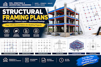 create structural framing plans, beam column layout and structural drawings
