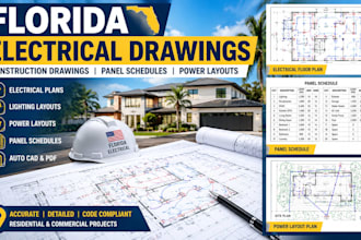 draw florida electrical construction drawings, panel schedules power layouts