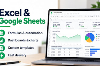 fix excel formulas and build google sheets dashboards