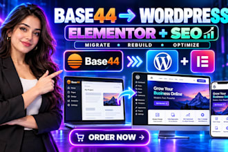 migrate base44 to wordpress elementor website rebuild seo base44 migration