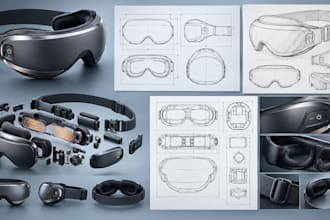 design heated eye massage goggles with ergonomic 3d cad and tech pack