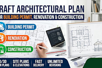 draft architectural plan for building permit, renovation and construction