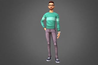 make 3d avatar character lowpoly model,outfit psx carton,humanoid asset game,ue5