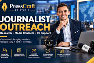 research journalist contacts and deliver journalist outreach services to brands