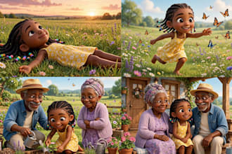 illustrate african america and children storybook illustration on amazon KDP