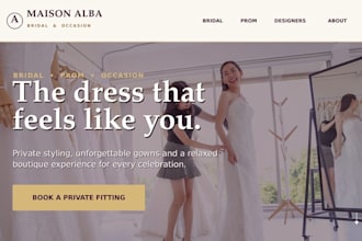build wix headshot studio website bridal salon boutique prom dress gown website