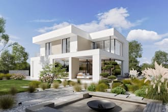 architect of city permit drawings 2d floor plan blue print and 3d rendering