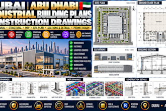 create dubai abu dhabi industrial building plans construction drawings