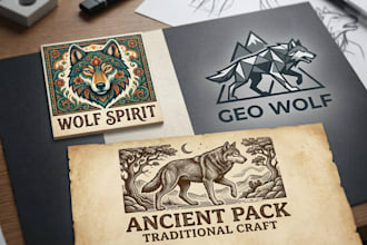 do unique wolf mascot logo design 1 day
