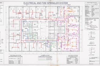 do plumbing, electrical and fire sprinkler system layout design with calculation