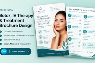 design a med spa botox iv therapy price menu and treatment  brochure in canva