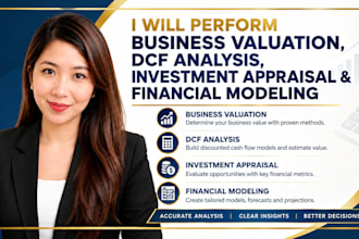 perform business valuation, dcf analysis, investment appraisal, financial audit