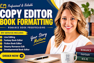 do line editing and proofreading for romance novel, sci fi, fantasy, book editor