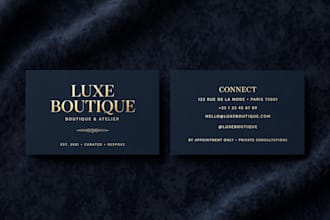 design luxury navy blue and gold business card for boutique