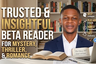 beta read your romance or thriller manuscript and provide a reader report