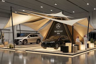 cgi automotive booth trade show, 3d car dealership,auto expo,luxury auto display