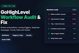 audit and fix your gohighlevel workflows, automations and funnels