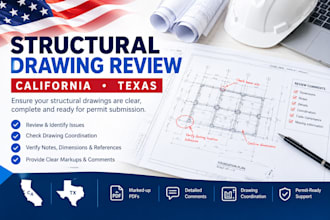 review structural drawings for california and texas permit projects