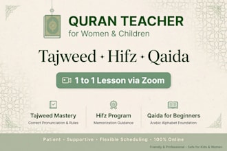 be your female quran tutor for hifz and arabic for women and kids