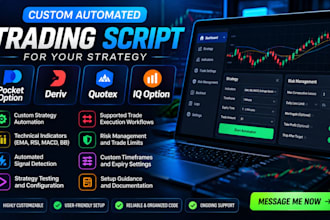 build automated pocket option, deriv, quotex, iq option script for strategy