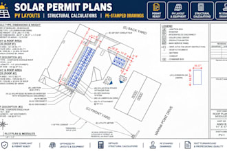 do solar permit plans, pv layouts, structural calculations, and mounting details