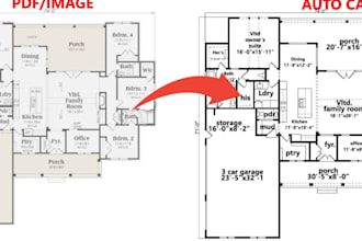 convert PDF or hand sketch to autocad dwg, dxf files