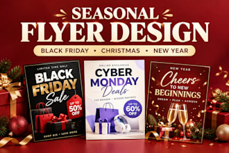 design black friday flyer, cyber monday, christmas sale and new year flyer