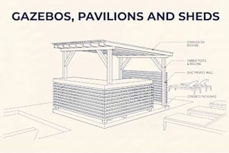 draft architectural and wood framing plans for gazebos, pavilions and sheds