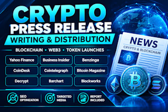 write and distribute crypto press release and blockchain, web3 PR to new sites
