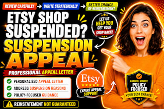 reinstate etsy suspension, etsy appeal letter to reopen etsy reinstatement
