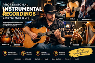 record professional guitar, piano, bass, mandolin and string