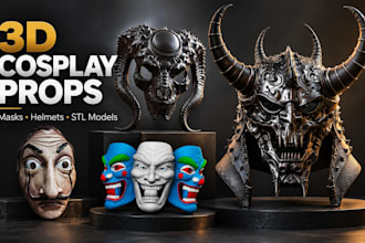 design custom 3d cosplay props, anime masks, helmets and stl models