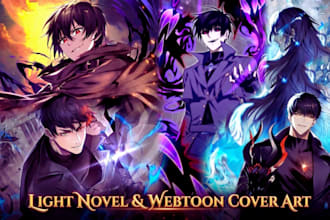 draw an anime light novel cover illustration manga web for your amazon KDP book
