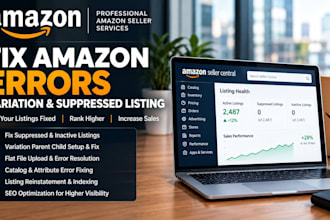 create amazon fba product listing , fix amazon listing and variation listing