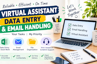 provide virtual assistance, data entry, and email handling