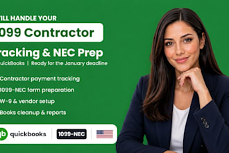 do 1099 contractor tracking, 1099 nec prep, quickbooks bookkeeping USA