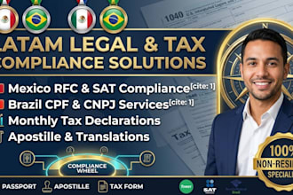 handle apostille, translation and monthly tax filings for mexico rfc, brazil cpf