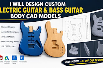 design custom electric guitar and bass guitar body cad models