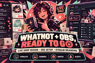 do obs studio setup, streamlabs, whatnot vertical stream overlay, whatnot live