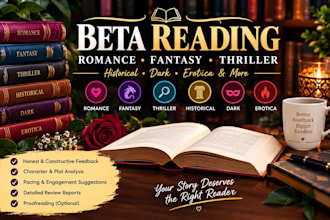 beta read your romance fantasy thriller or historical novel