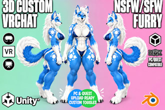 create custom furry vrchat avatar fursona 3d furry character nsfw vtuber model