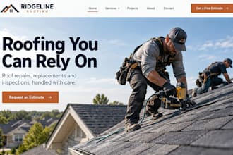 design wordpress roofing company website roof repair estimate tpo epdm roof site