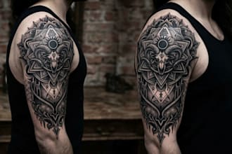 draw custom blackwork geometric gothic and ornamental tattoo art
