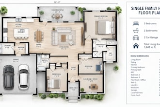 draw professional architectural 2d floor plans
