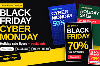 design black friday cyber monday holiday sale flyers and social ads