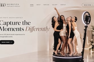 design squarespace 360 photo booth website photobooth rental event booking site